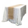 Jute Cover Table Runner White Lace Edges 265x29cm