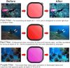 Filtru de lentile Lupholue 3 în 1 roșu/roz/violet pentru scufundări subacvatice