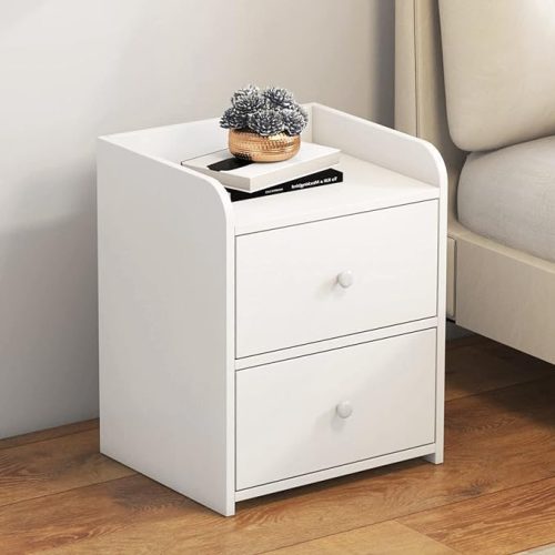Houmpeady Wooden Nightstand for Boxspring Beds (White)