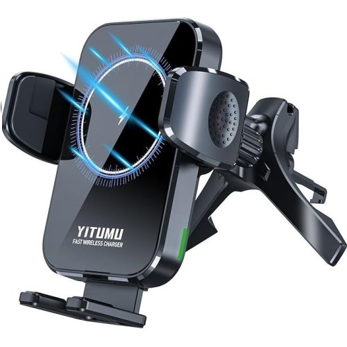 Yitumu A26 Vezetéknélküli Autós 15W Qi Telefontöltő Légszellőző Rögzítésű Telefontartóval
