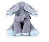Zenélő elefánt mozgatható fülekkel, kék 