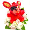 Pirate dog fairy tale character peach bouquet