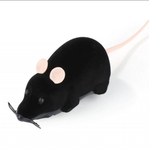 Zabawka dla kota, mysz, zdalnie sterowana mysz Czarna z różowymi uszami