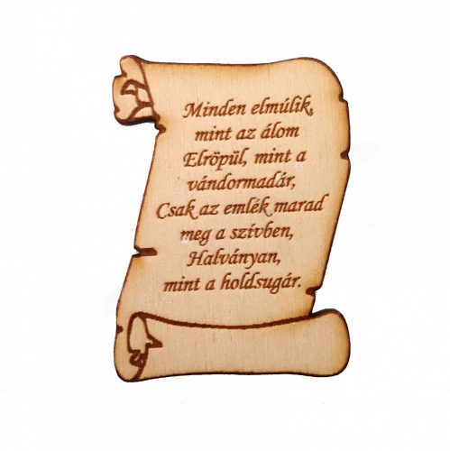 Pergamen idézettel, 7x5,5 cm