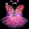 Butterfly costume with light-up skirt and wings, pink