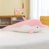 Delfin de plush, roz-alb, 70cm
