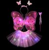 Light-up butterfly costume, with headband and magic wand, pink